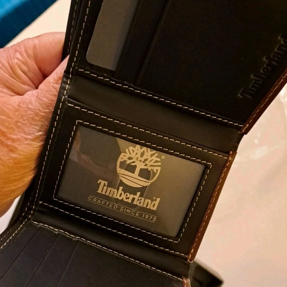 Timberland Black and Brown Leather Wallet